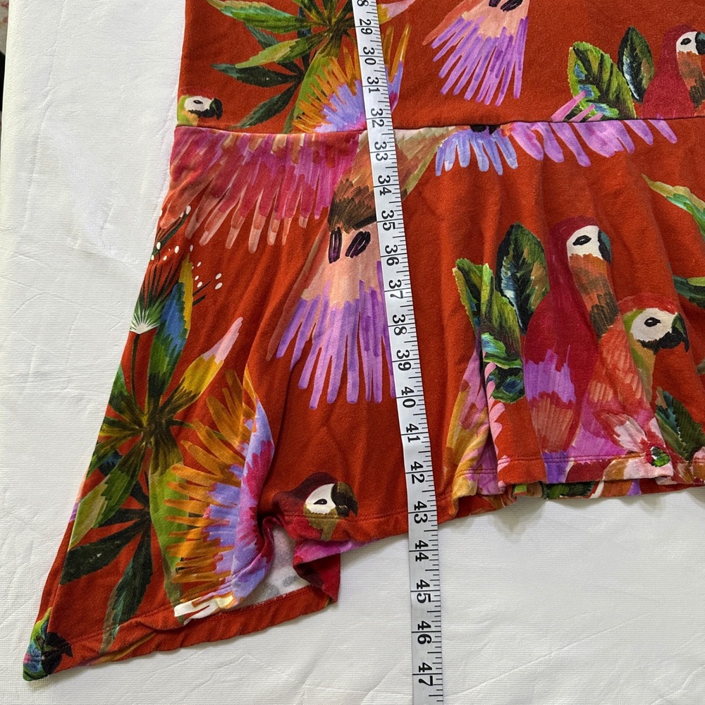 Farm Rio Hooded Sweatshirt Tunic Dress Macaw Small Tropical Boho Cozy Maximalist - Picture 6 of 10